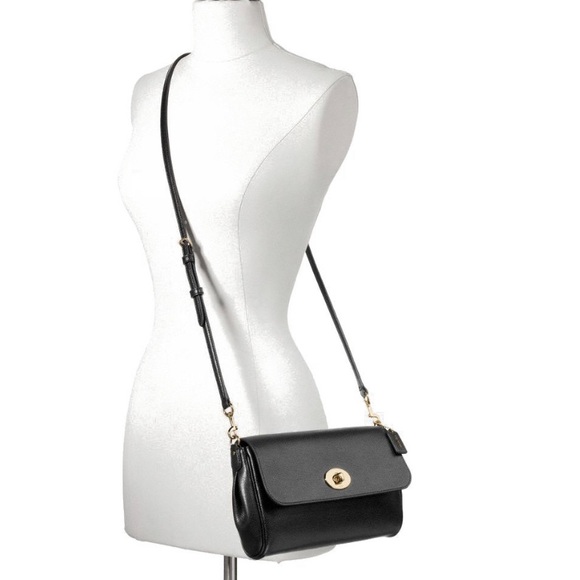 Coach Ruby Crossbody In Crossgrain Leather Gold / Black # F57528 - Picture 4 of 12